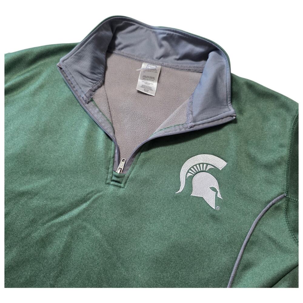 ProEdge Michigan State Spartans Quarter Zip Pullover Fleece Green Men's M